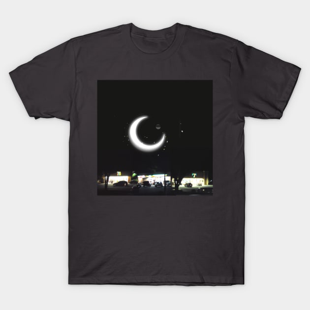 Satellite Moon C-store Noire T-Shirt by lofi_retrowave